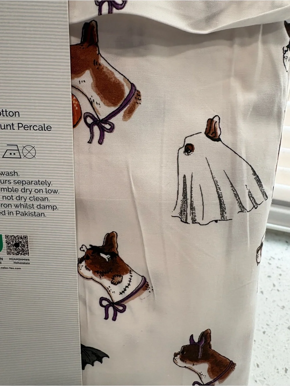 NEW Cath Kidston “Spooky Dogs” Halloween Dog Print Queen Sheet Set-White/Brown